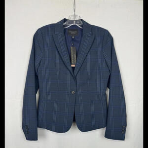 Banana Republic Classic Fit Blazer Jacket Blue Check Size 2 US